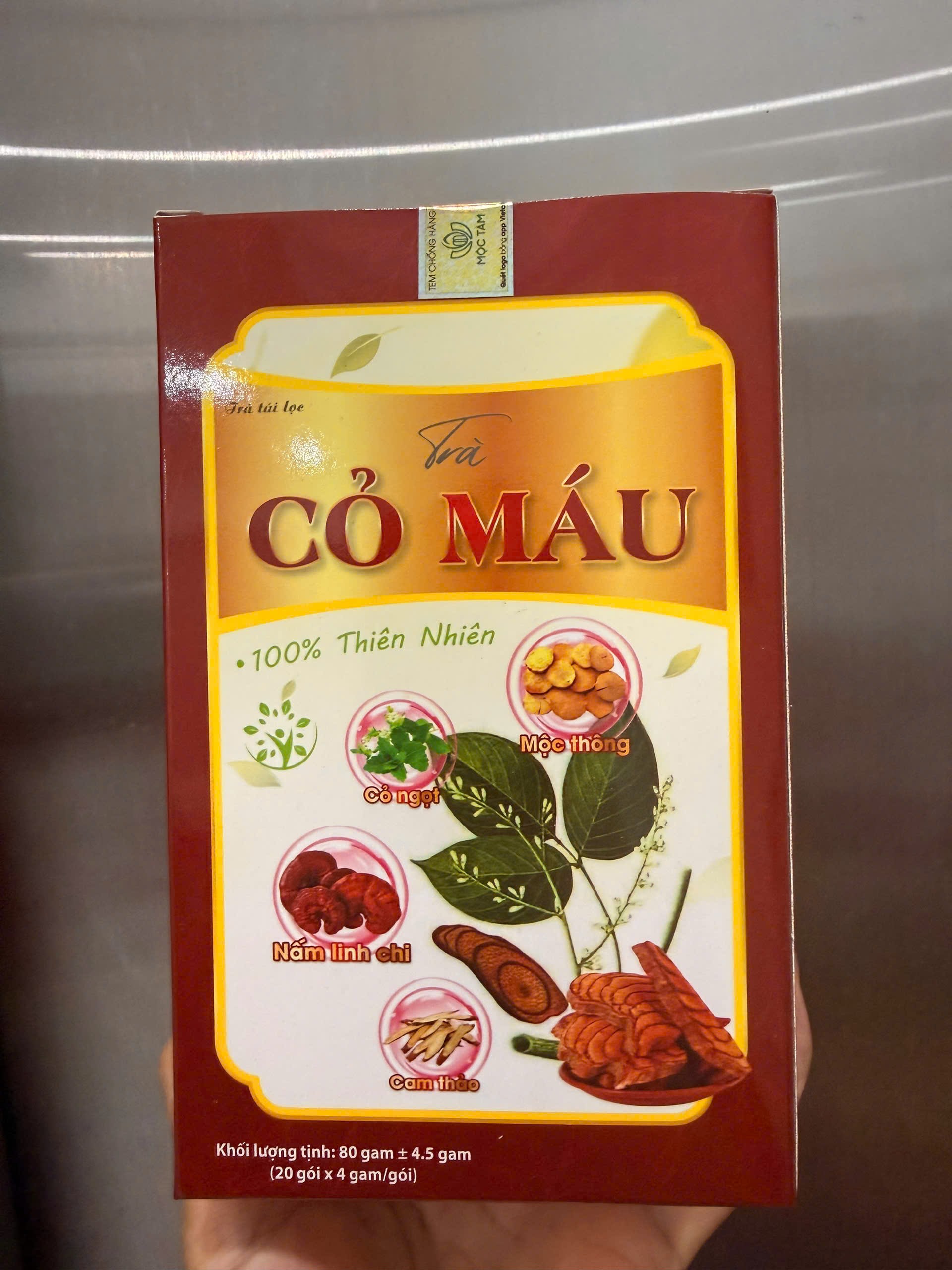 Hộp Trà Cỏ Máu Mộc Tâm có tem chống hàng giả